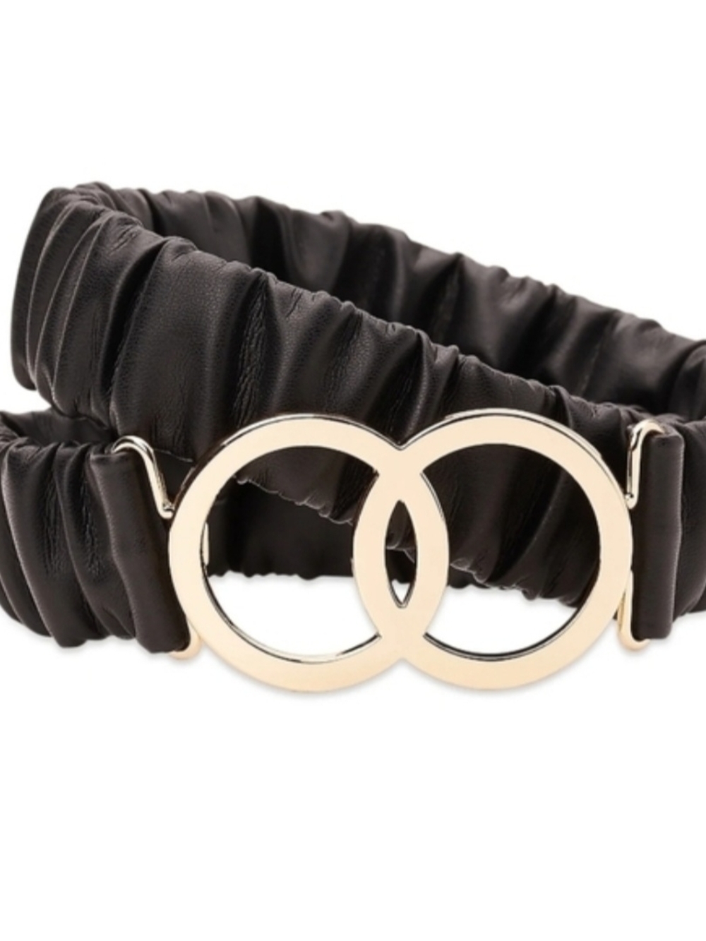 Madden NYC Women's Ruched PU Stretch Belt, Black